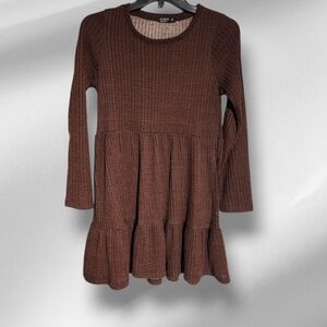 Cotton On Brown Pleated Ribbed Sweater Dress